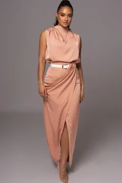 JLUXLABEL Peach Desiree Mock Neck Top