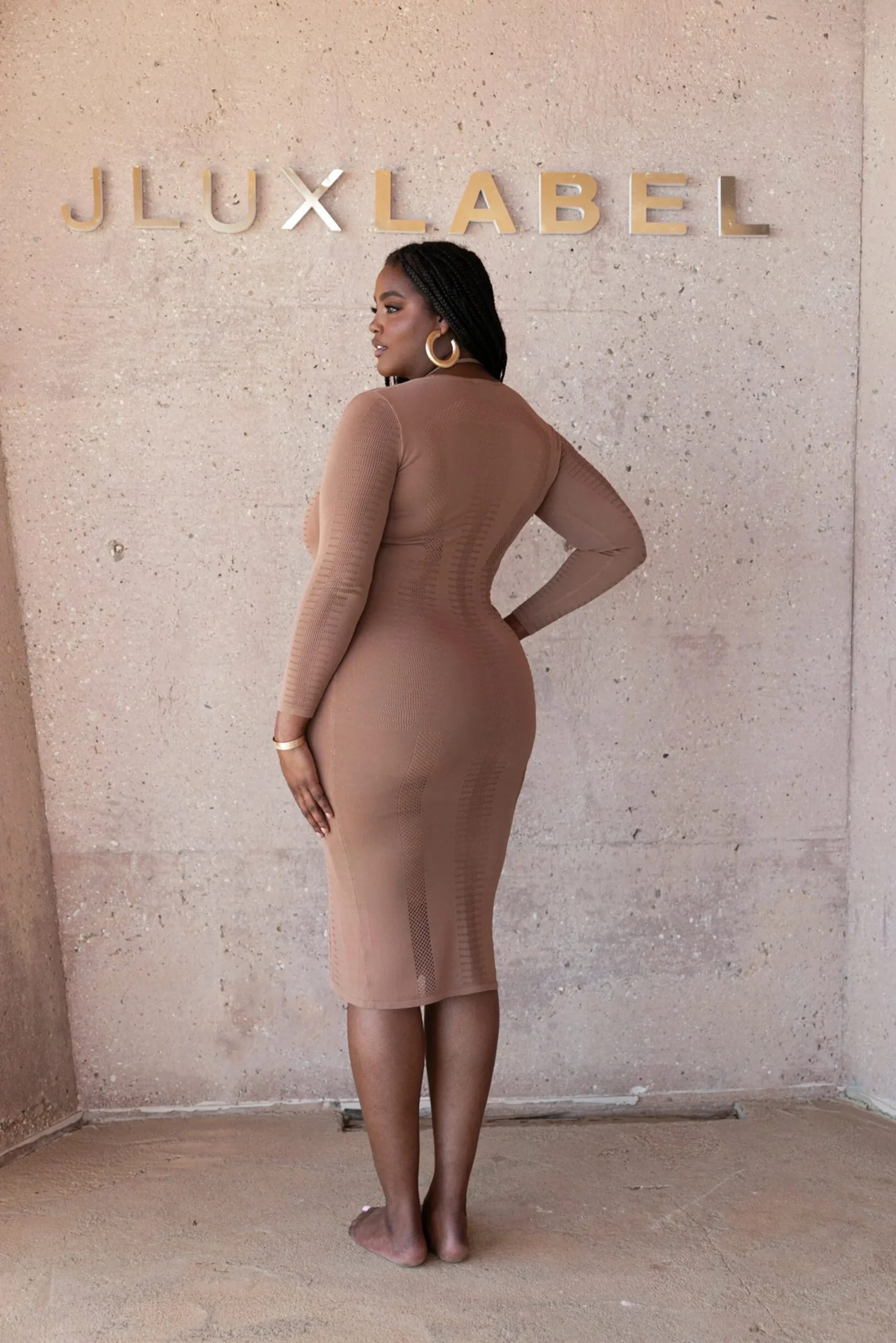 JLUXLABEL Pecan Look This Way Midi Dress