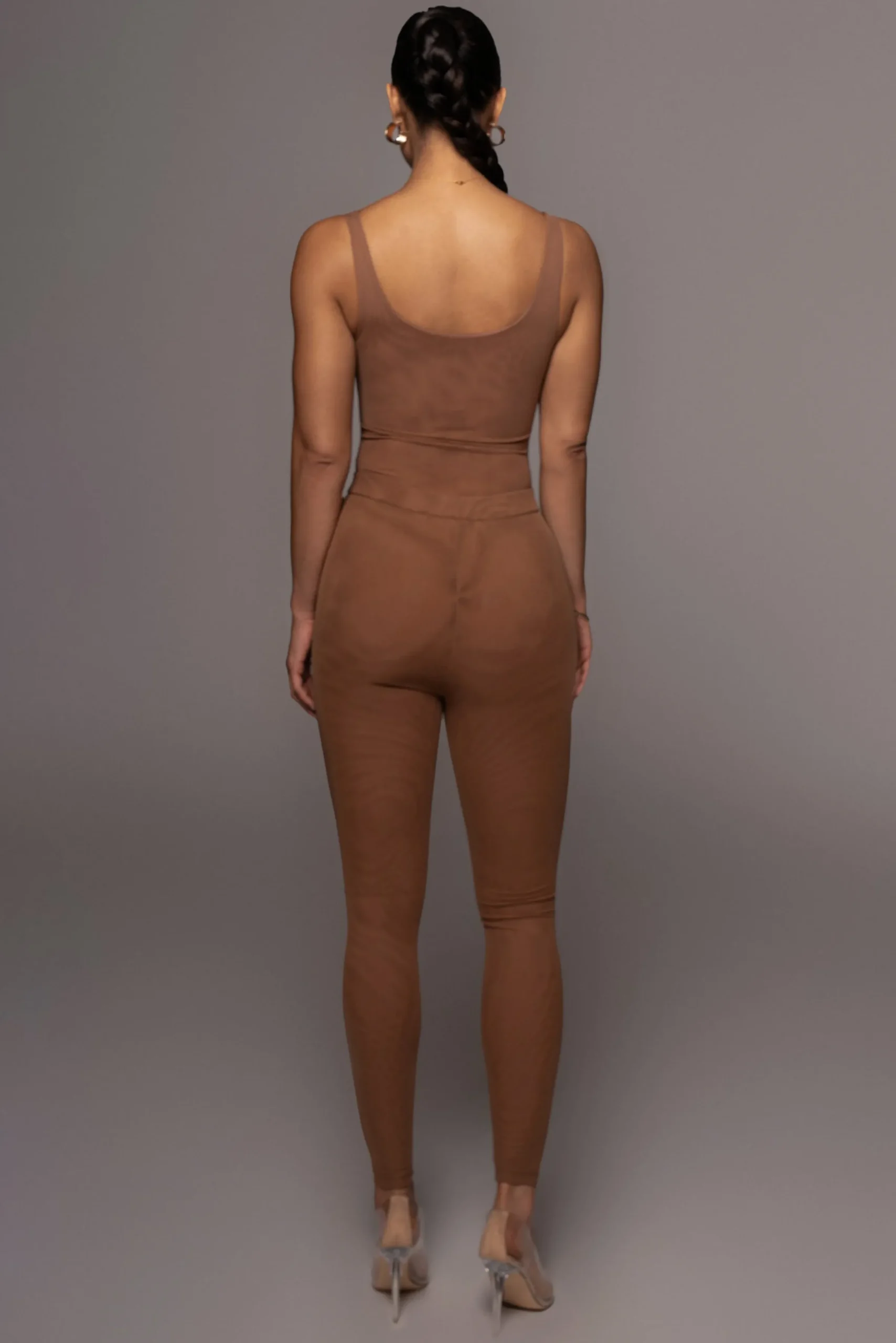 JLUXLABEL Pecan Mesh Essentials Tank Bodysuit Undergarment