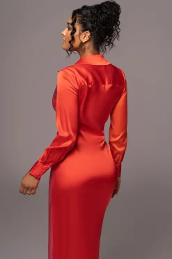 JLUXLABEL Pink Color Block Satin Midi Dress