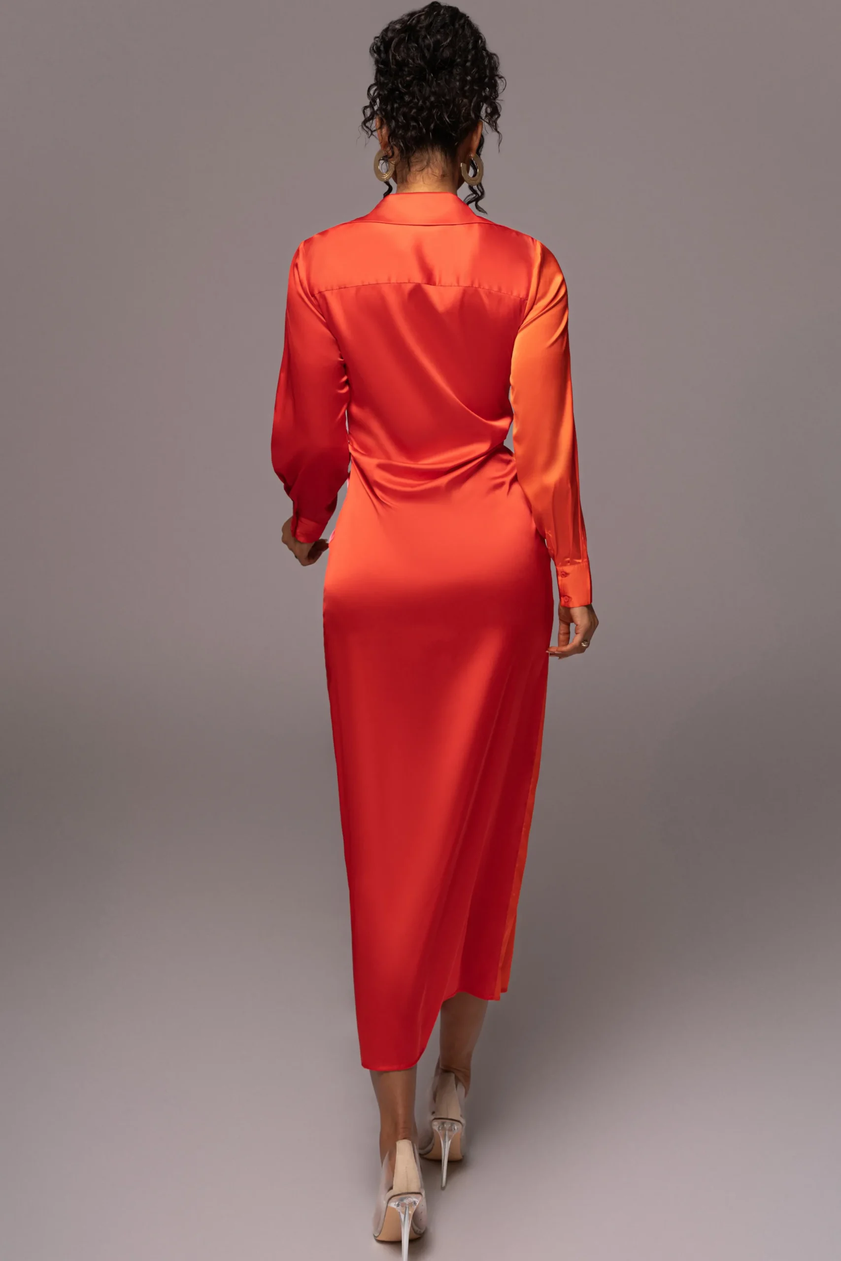 JLUXLABEL Pink Color Block Satin Midi Dress