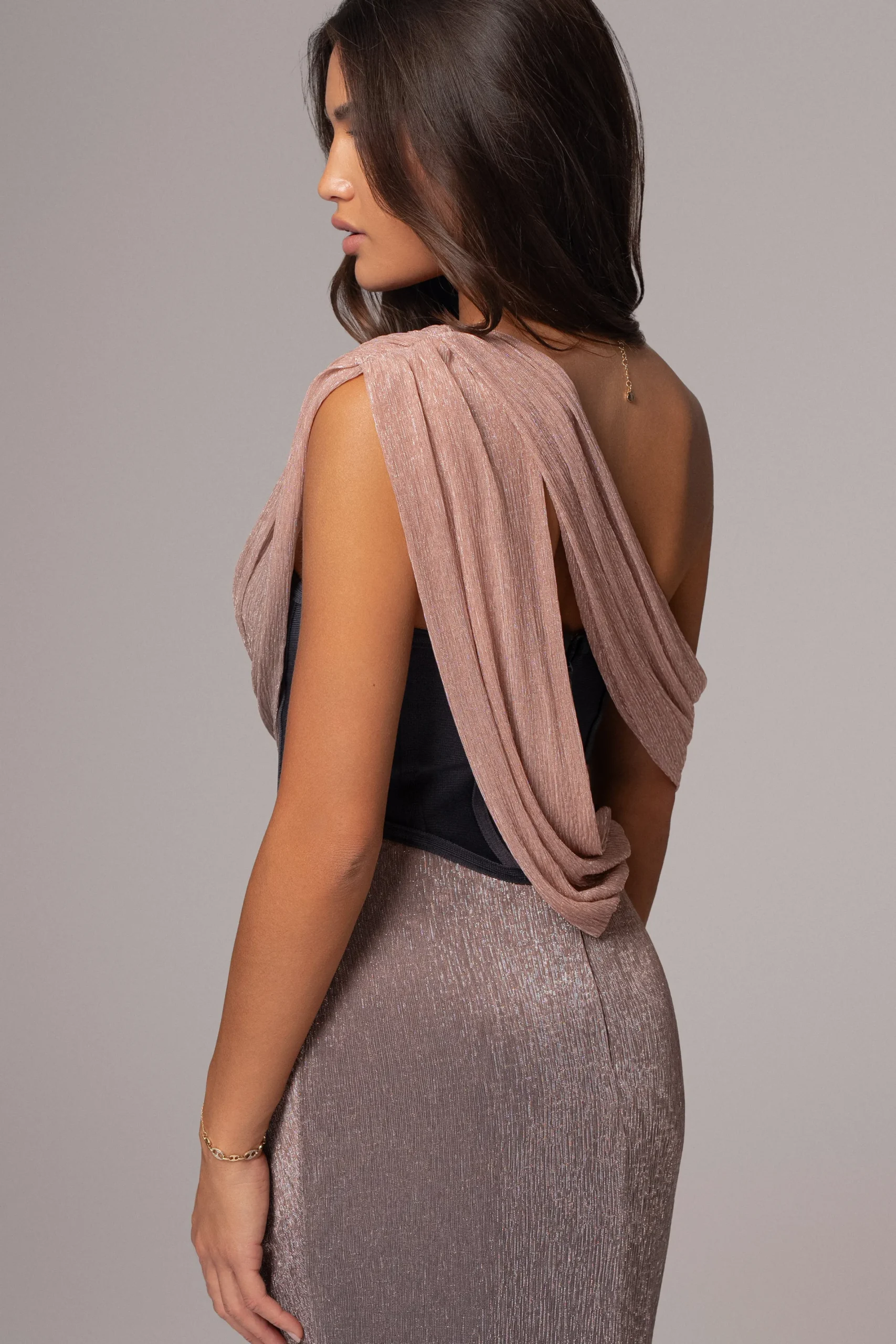 JLUXLABEL Pink Dusk Celestina Draped Maxi Dress