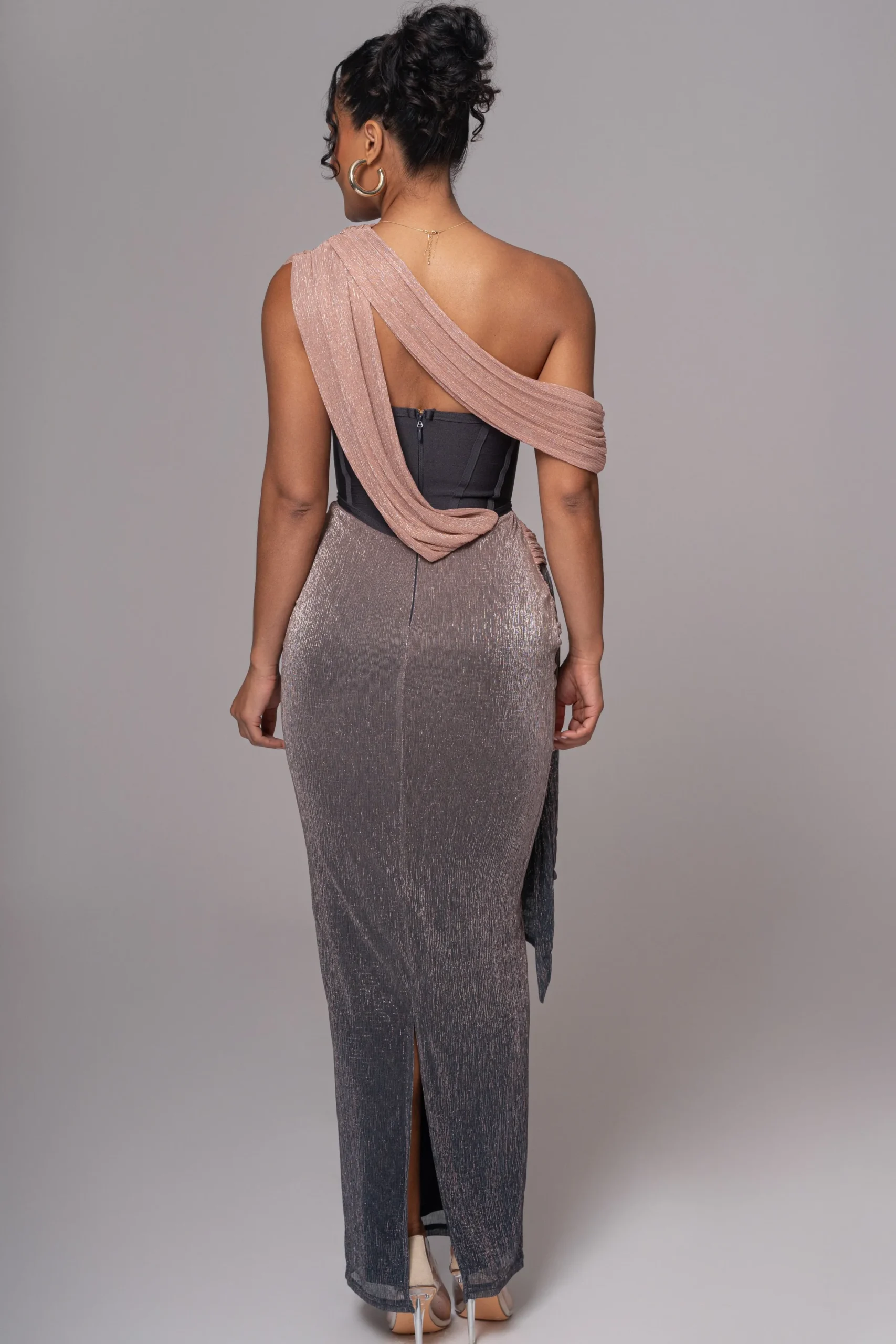 JLUXLABEL Pink Dusk Celestina Draped Maxi Dress