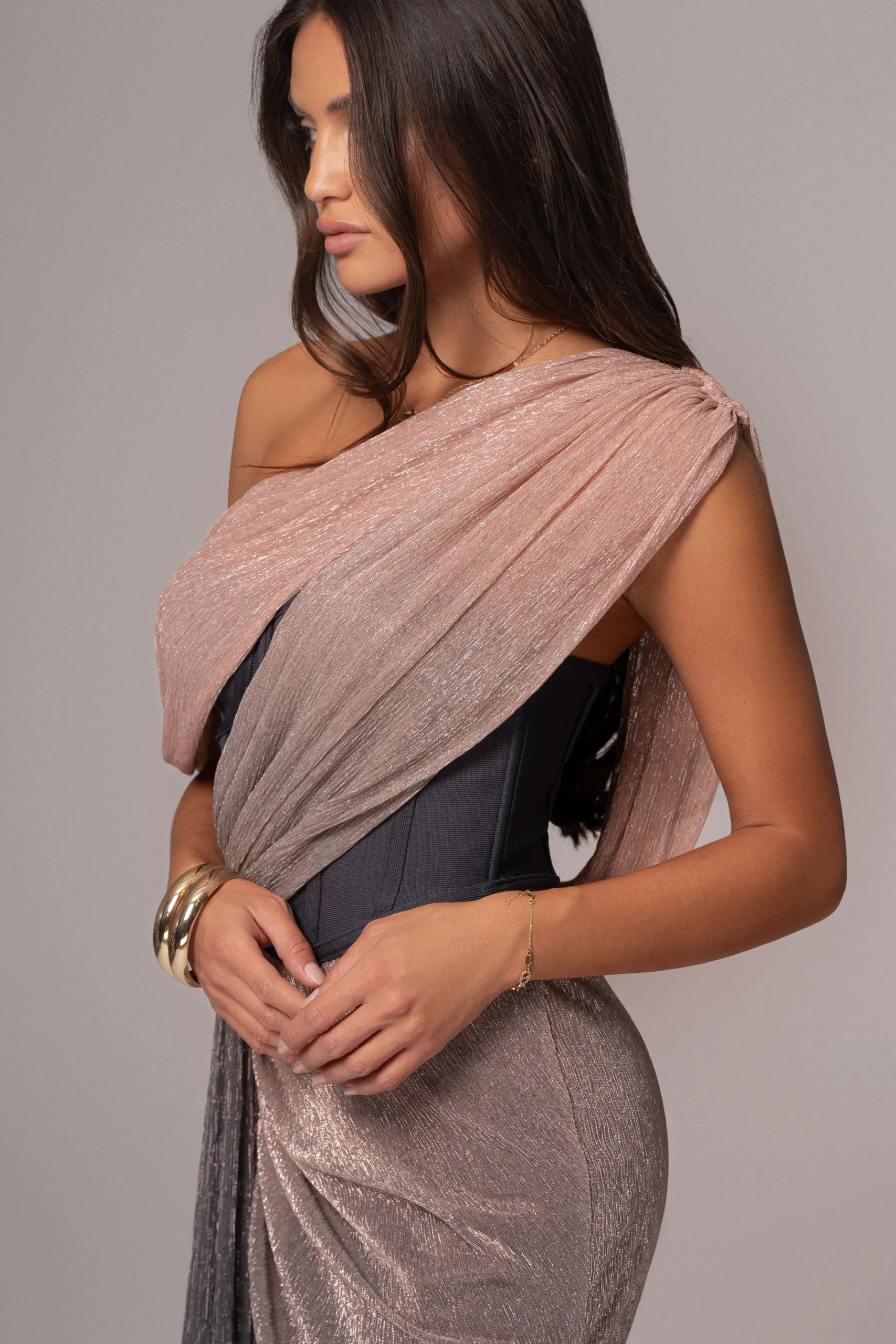 JLUXLABEL Pink Dusk Celestina Draped Maxi Dress