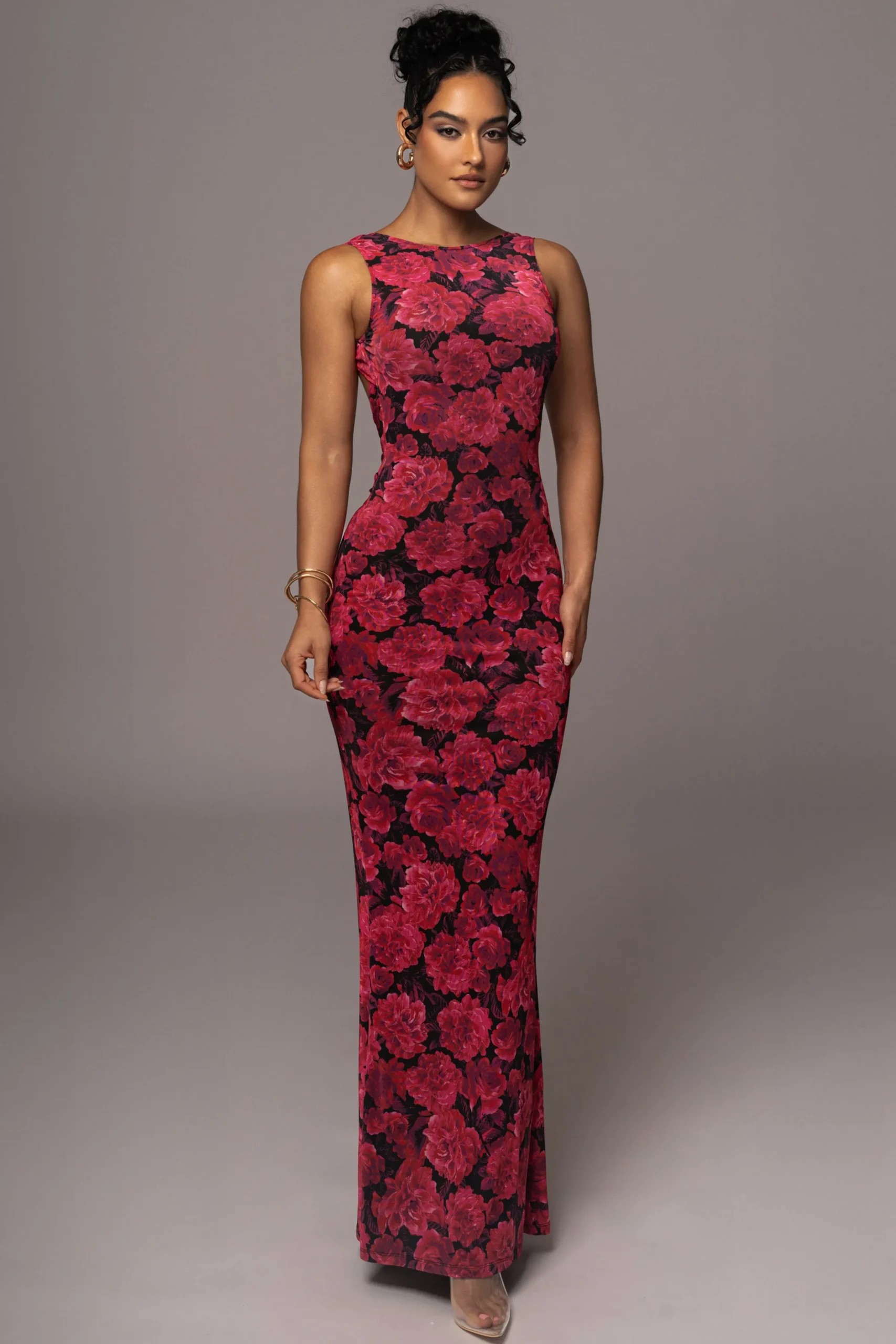 JLUXLABEL Pink Floral Front And Center Maxi Dress