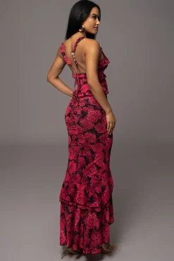JLUXLABEL Pink La Costa Ruffle Maxi Dress
