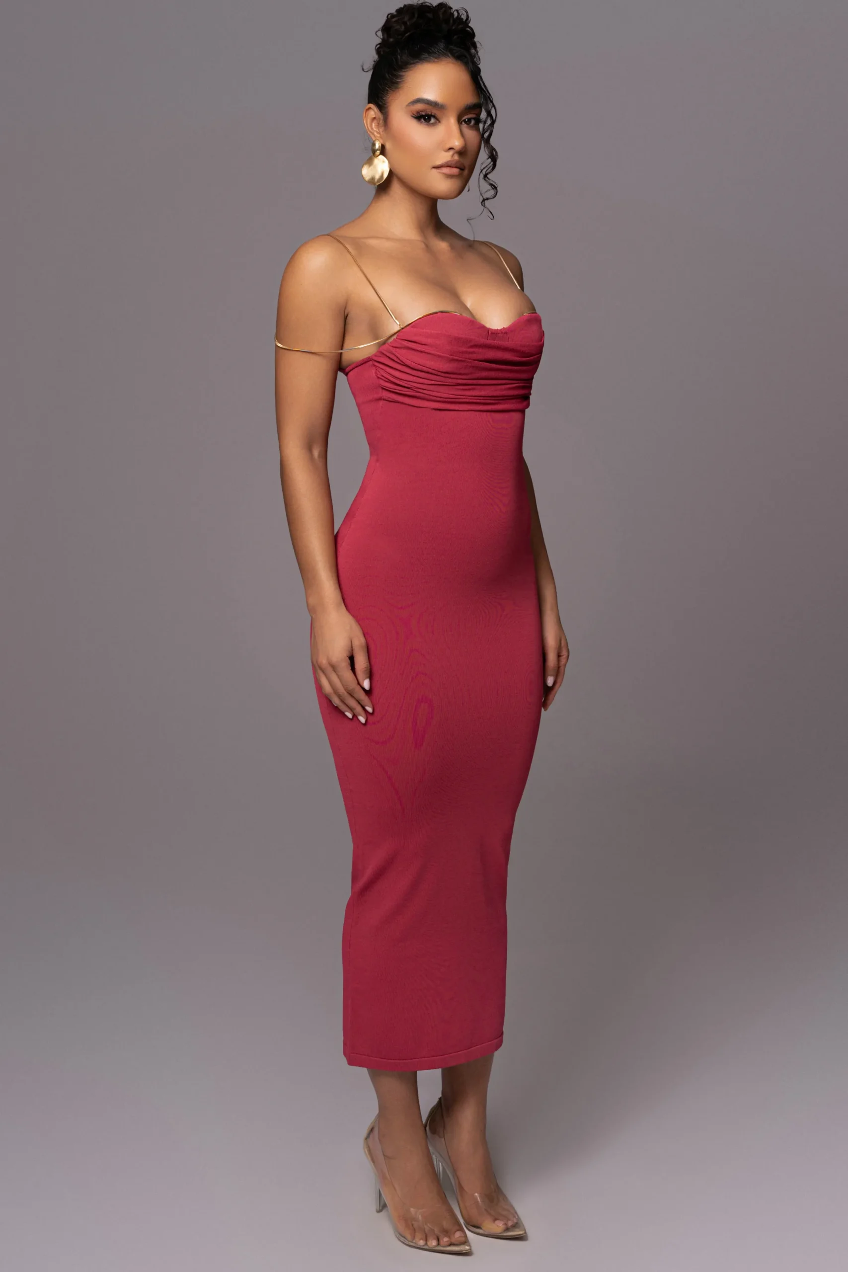 JLUXLABEL Pink La Lune Drape Midi Dress
