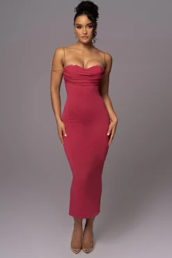 JLUXLABEL Pink La Lune Drape Midi Dress