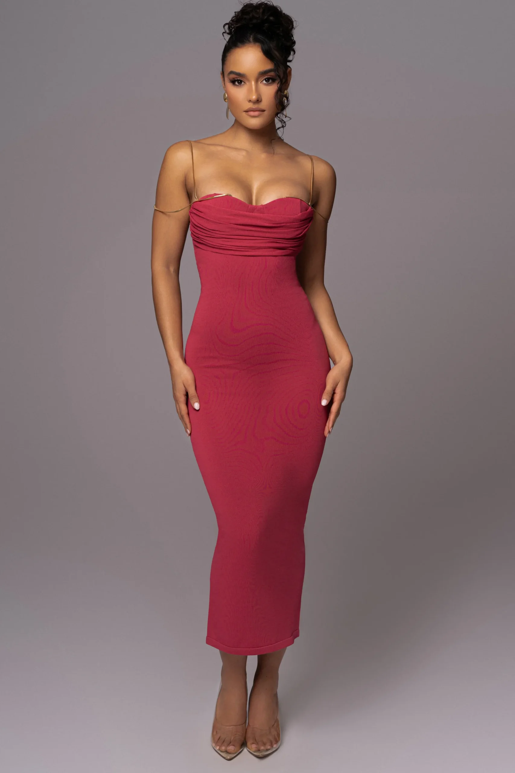 JLUXLABEL Pink La Lune Drape Midi Dress