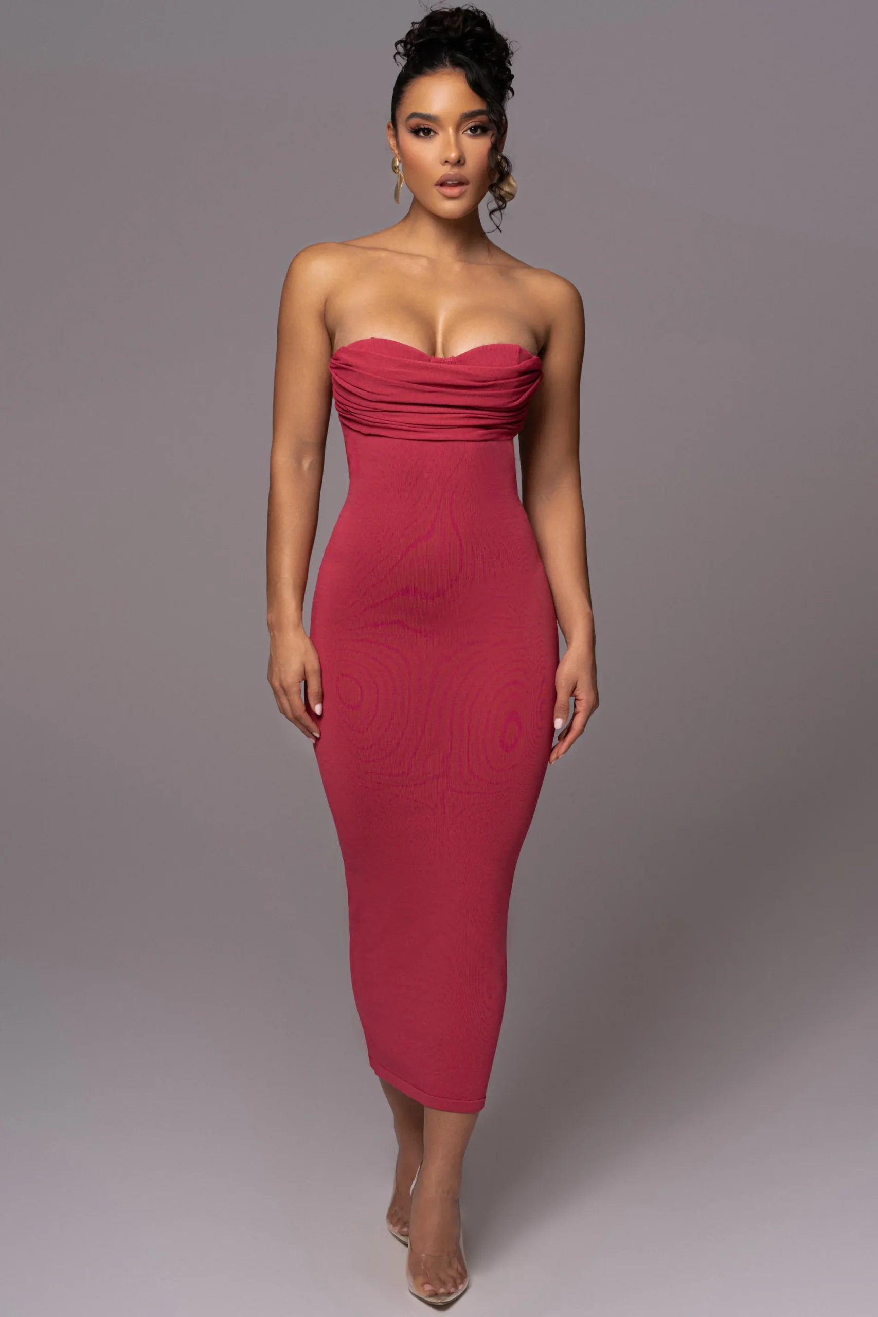JLUXLABEL Pink La Lune Drape Midi Dress
