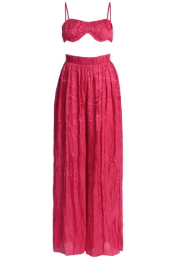 JLUXLABEL Pink Lets Get Away Satin Pant Set