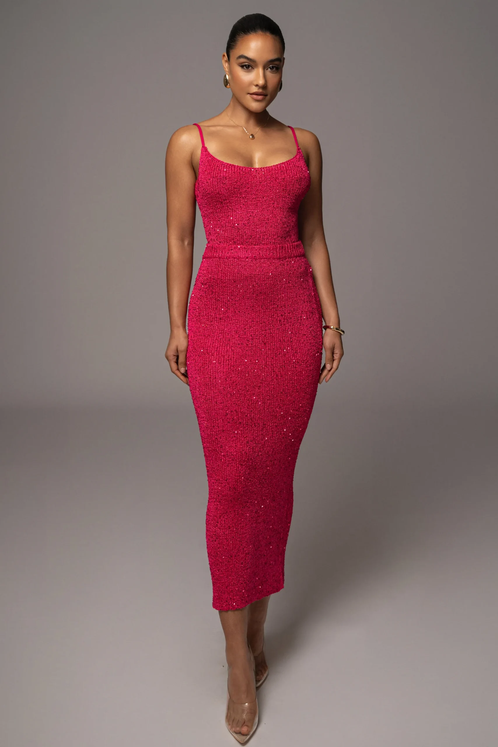 JLUXLABEL Pink Palace Sequin Skirt Set