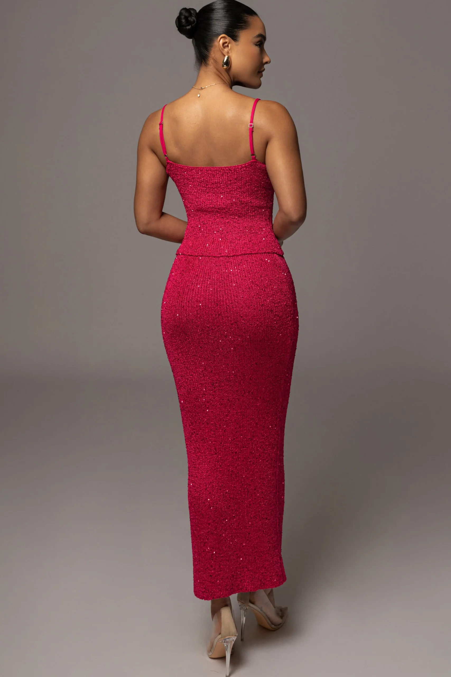 JLUXLABEL Pink Palace Sequin Skirt Set