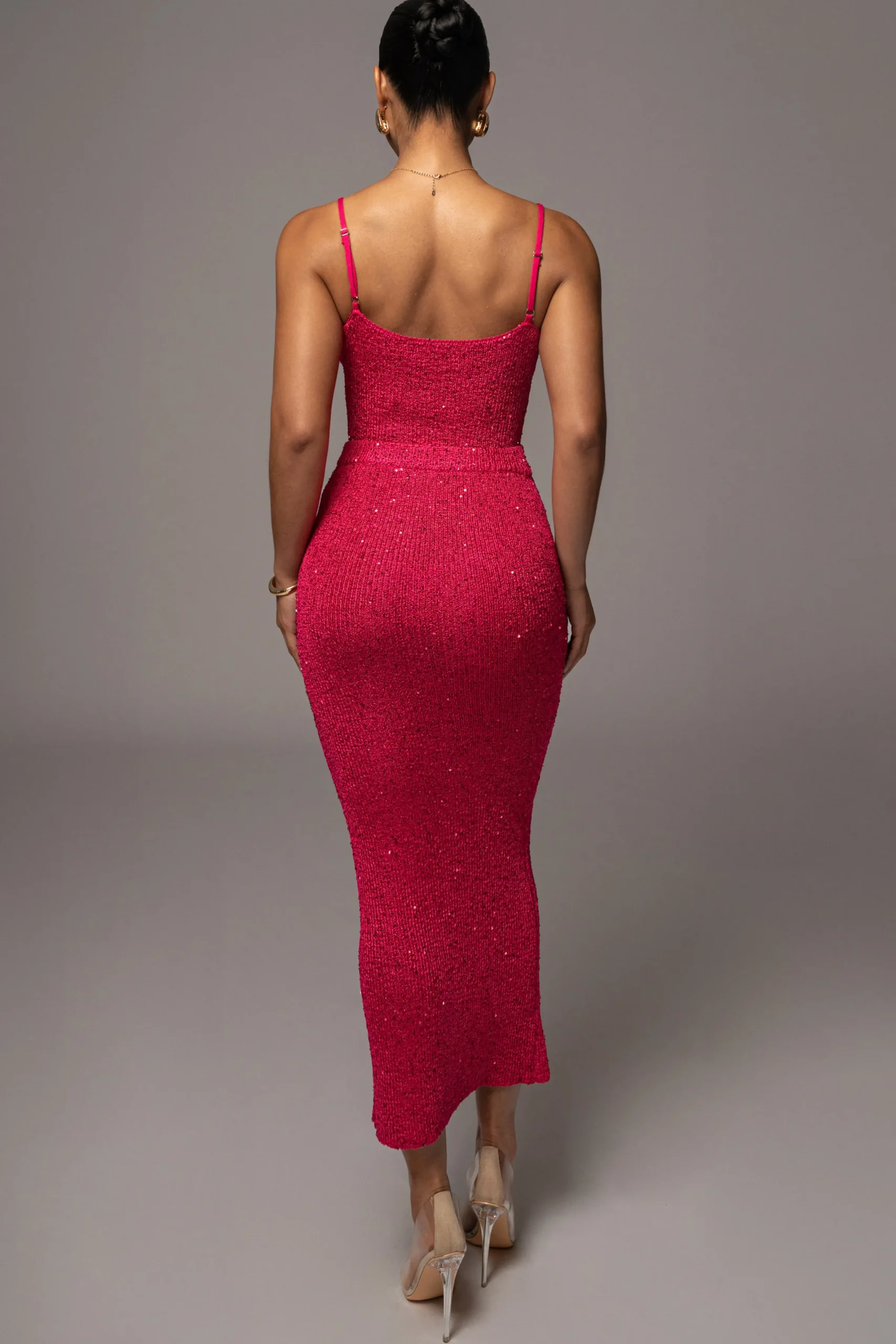 JLUXLABEL Pink Palace Sequin Skirt Set