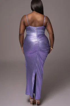 JLUXLABEL Purple Rubi Cowl Neck Cocktail Dress