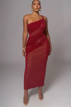 JLUXLABEL Red Alari One Shoulder Maxi Dress