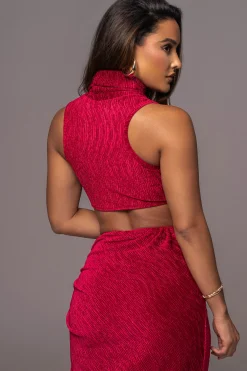 JLUXLABEL Red Chosen One Velvet Skirt Set