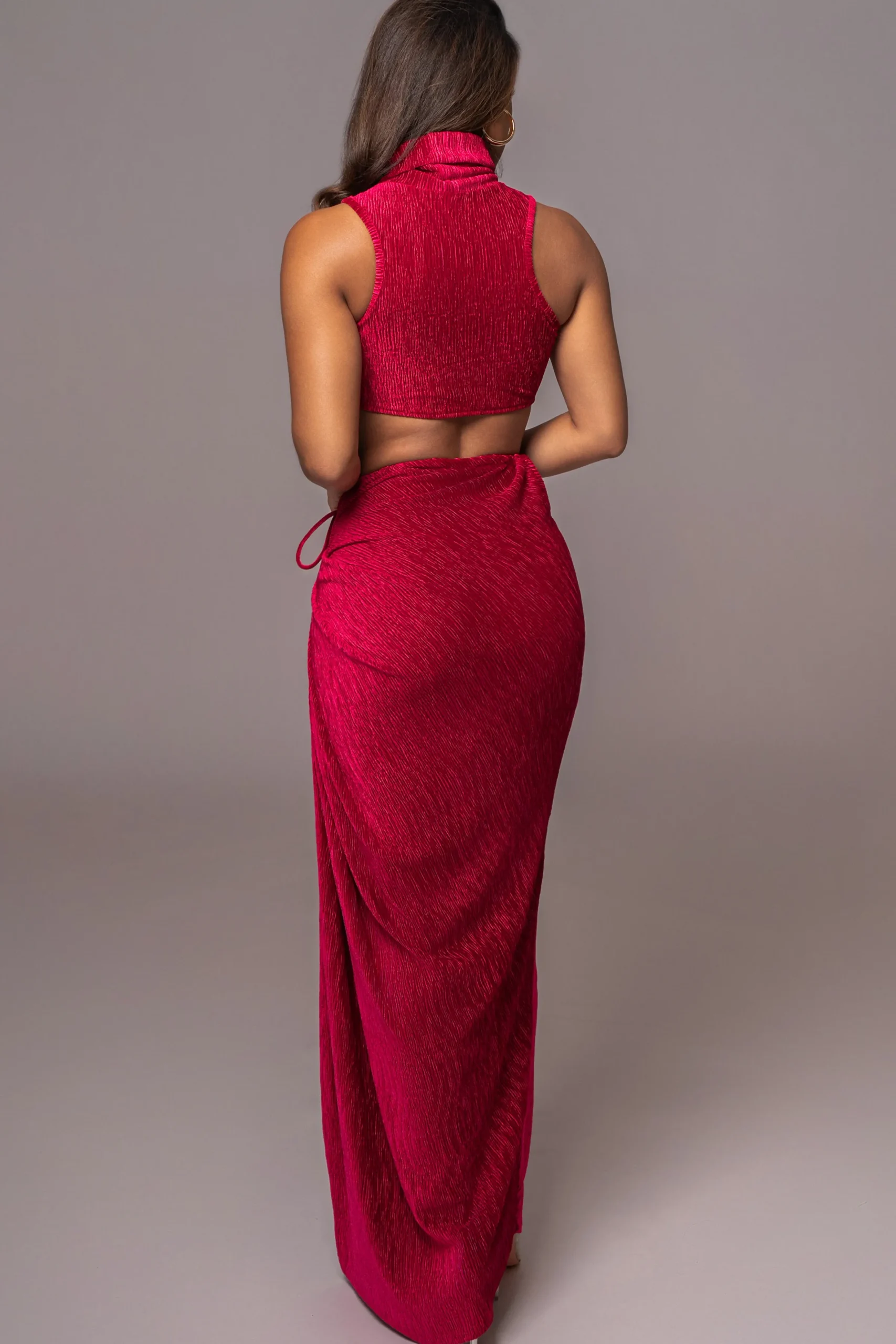 JLUXLABEL Red Chosen One Velvet Skirt Set