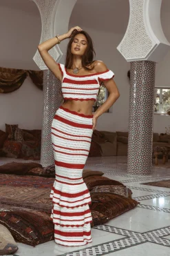 JLUXLABEL Red Corazon Ruffle Skirt Set