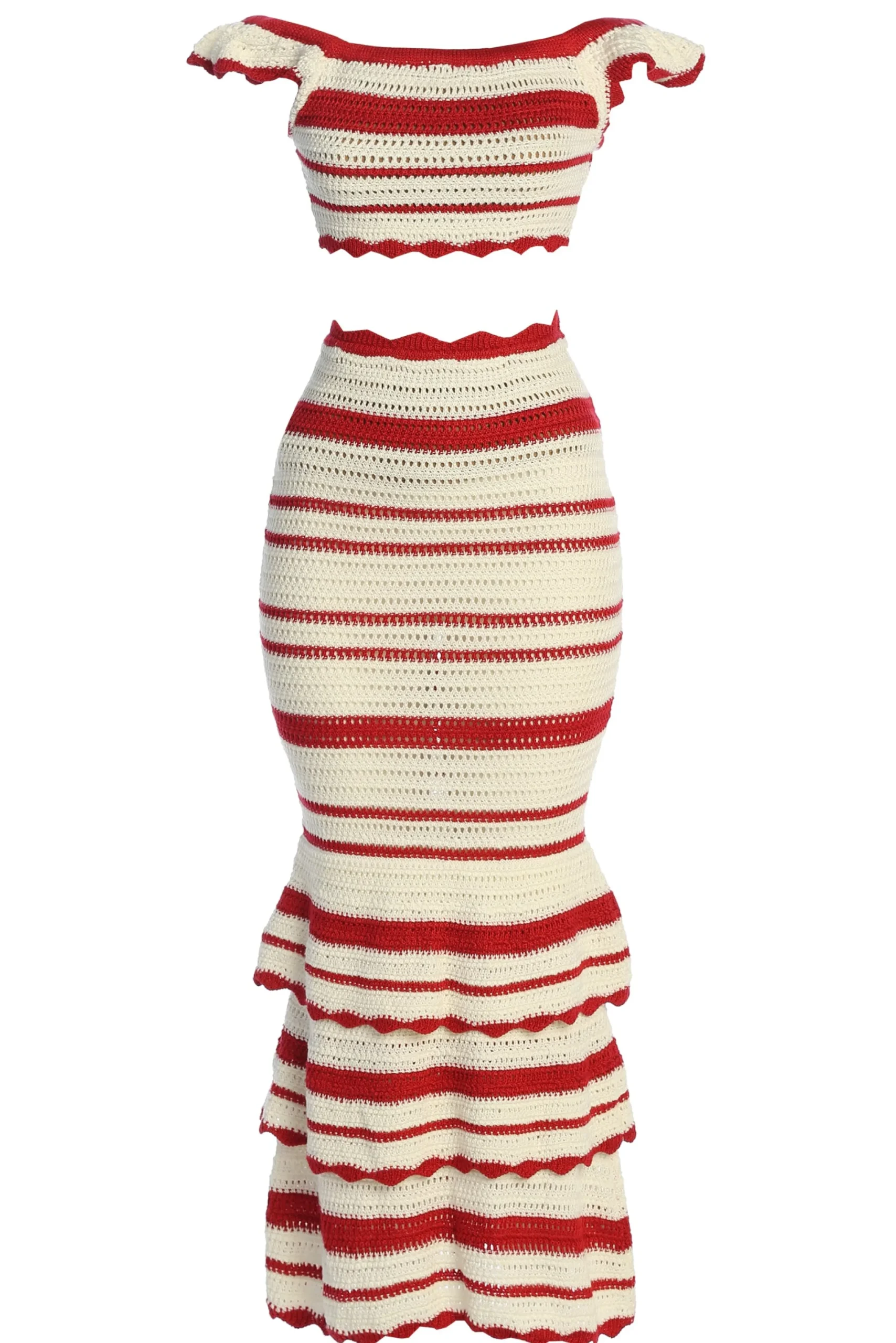JLUXLABEL Red Corazon Ruffle Skirt Set