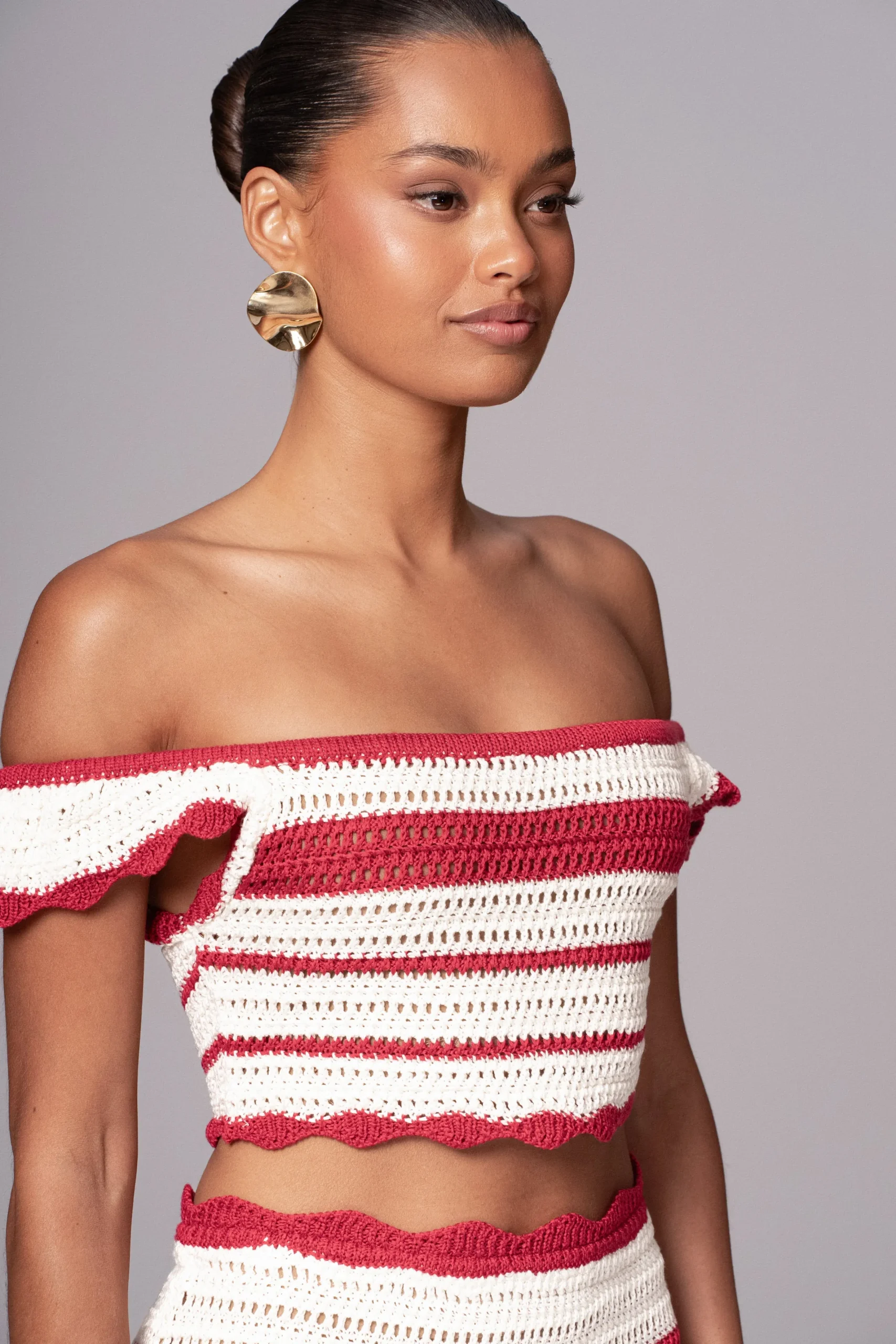 JLUXLABEL Red Corazon Ruffle Skirt Set