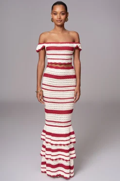 JLUXLABEL Red Corazon Ruffle Skirt Set
