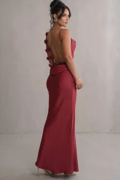 JLUXLABEL Red Down The Aisle Satin Gown