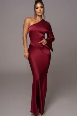 JLUXLABEL Red Femme Drape Maxi Dress