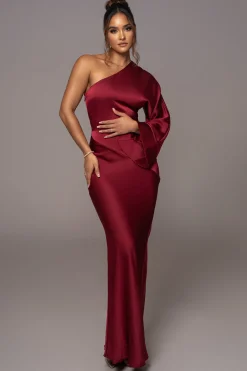 JLUXLABEL Red Femme Drape Maxi Dress