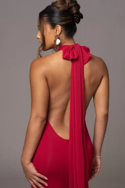JLUXLABEL Red Golden Evening Maxi Gown