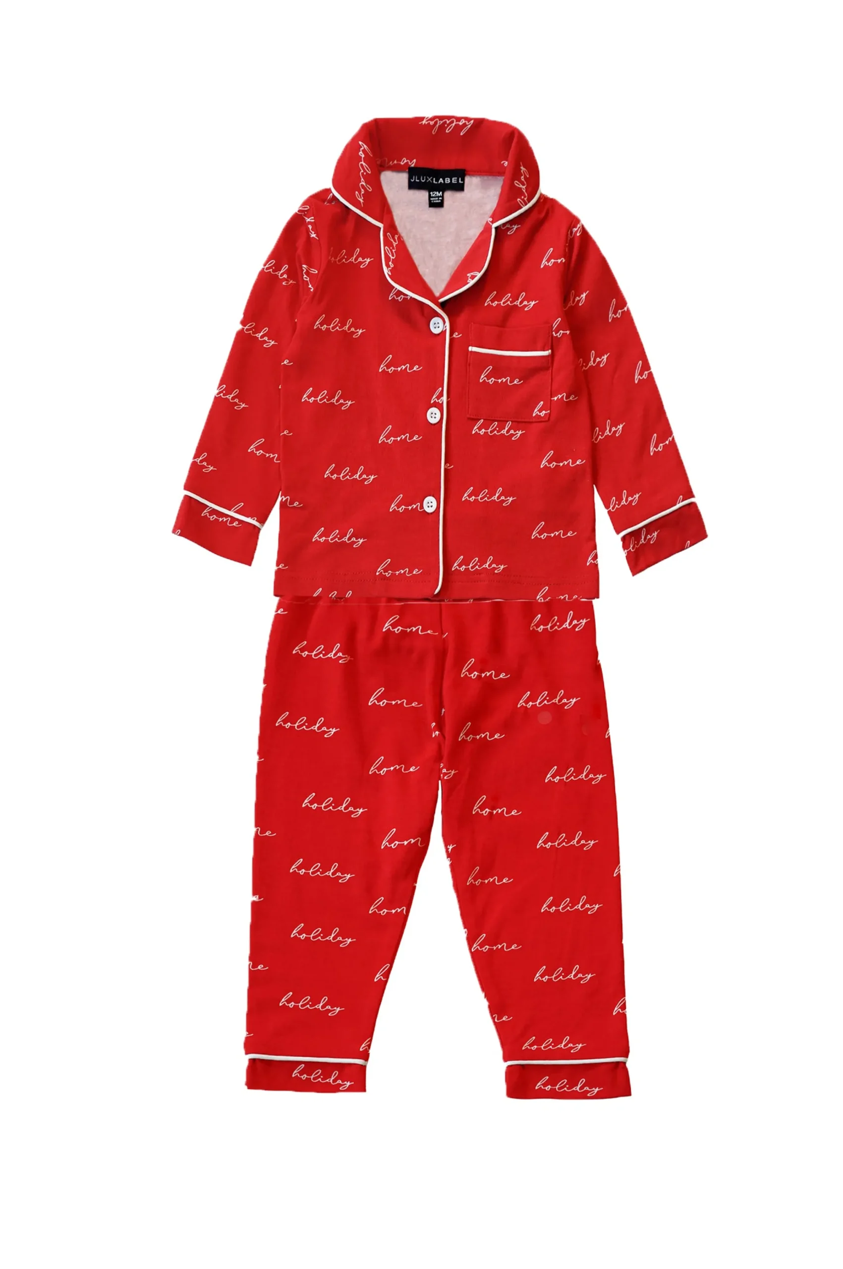 Kids JLUXLABEL Red Home For The Holidays Kids Pajama Set