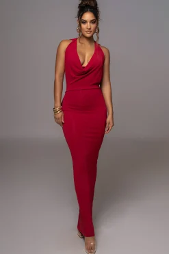 JLUXLABEL Red Infinite Allure Cowl Neck Dress