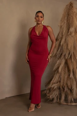 JLUXLABEL Red Infinite Allure Cowl Neck Dress