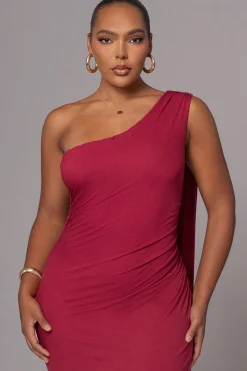 JLUXLABEL Red Kianna Drape Maxi Dress