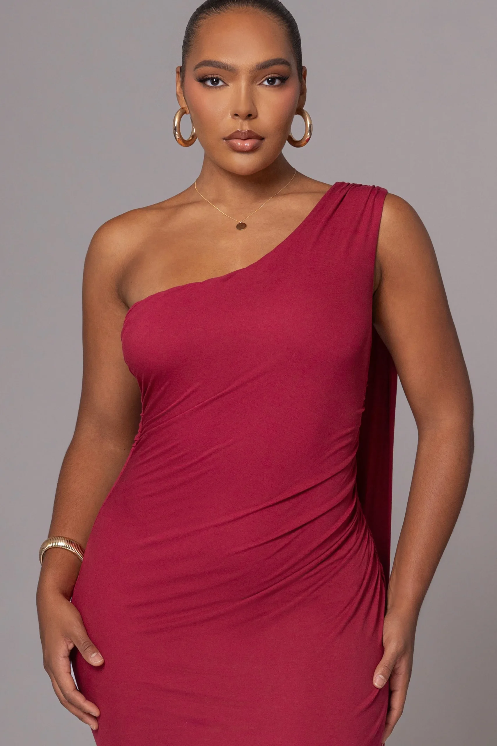JLUXLABEL Red Kianna Drape Maxi Dress