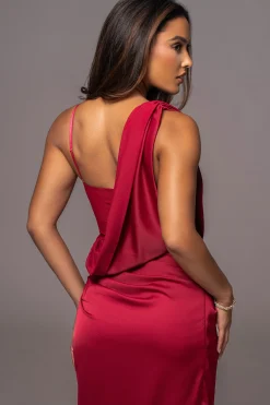 JLUXLABEL Red KRISTIANA SLIT DRESS