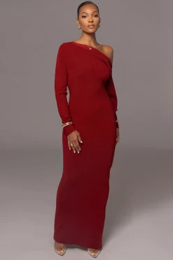 JLUXLABEL Red Night Shimmers Asymmetrical Maxi Dress