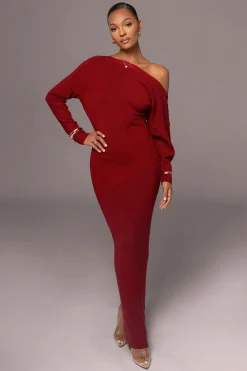 JLUXLABEL Red Night Shimmers Asymmetrical Maxi Dress