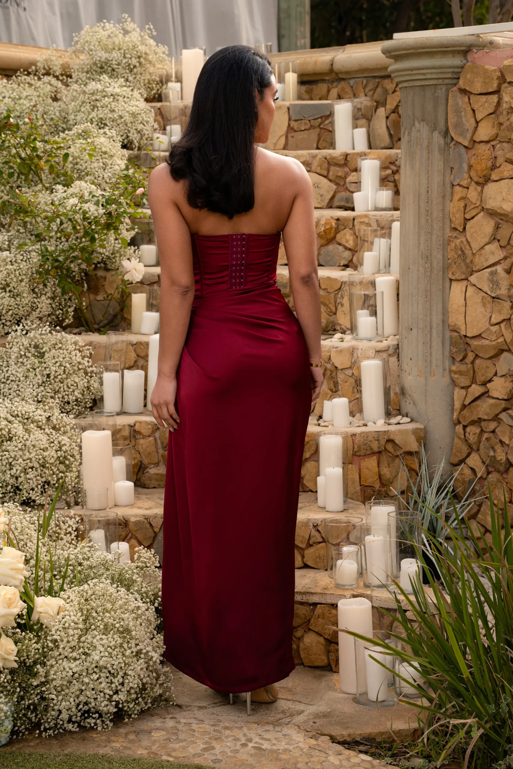 JLUXLABEL Red Olea Satin Skirt