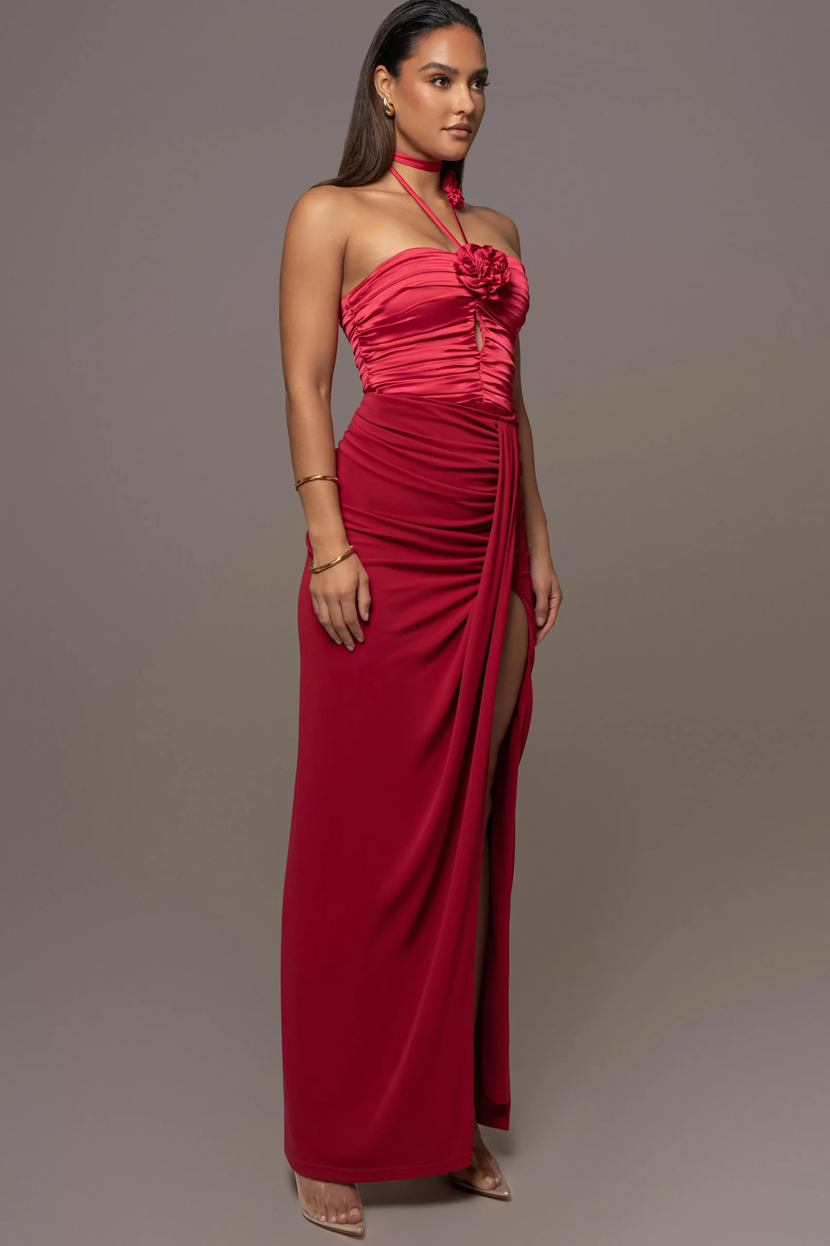 JLUXLABEL Red Tara Drape Skirt