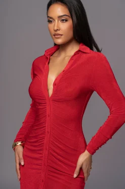 JLUXLABEL Red Zahra Button Front Maxi Dress