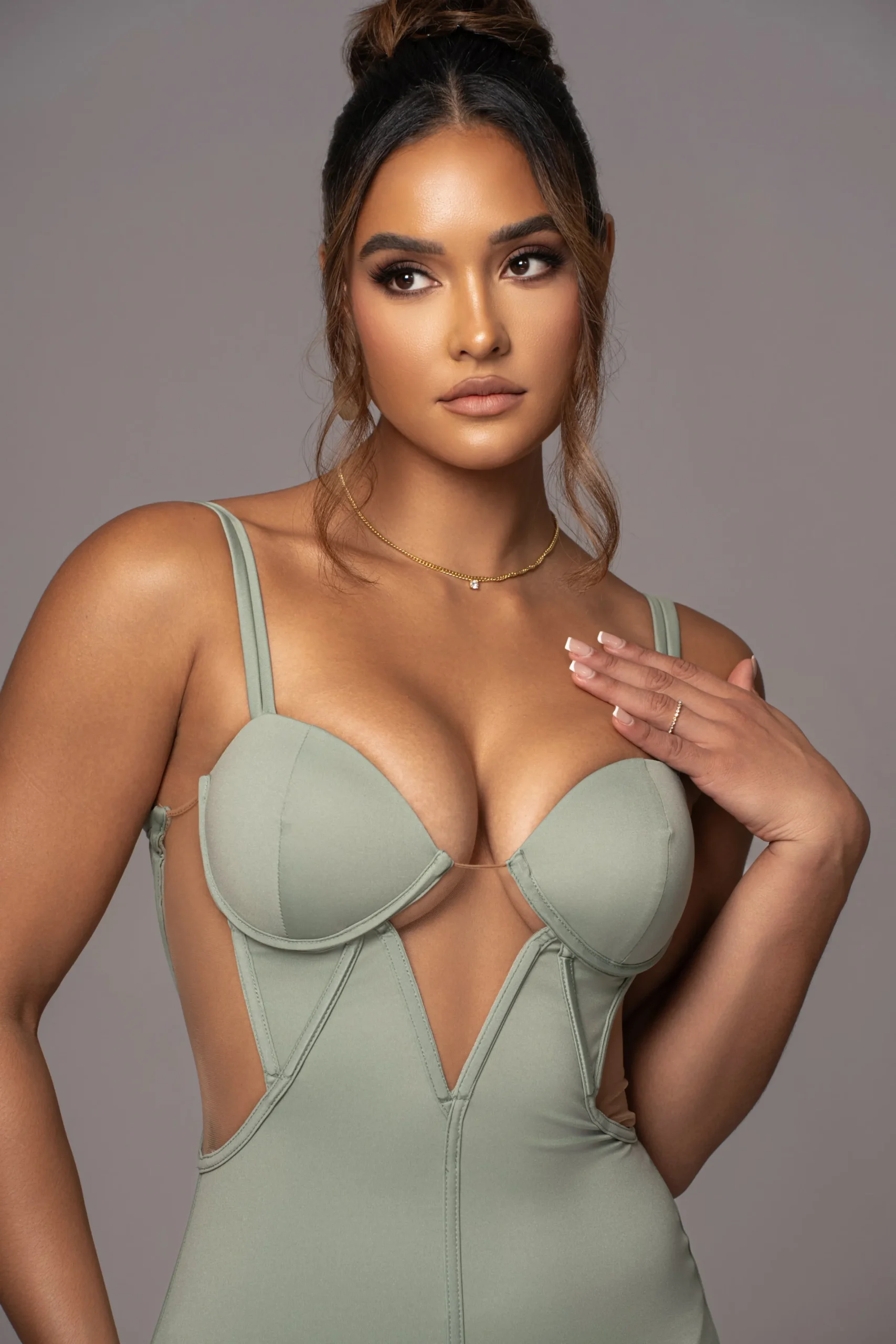 JLUXLABEL Sage Enchantment Bustier Maxi Dress