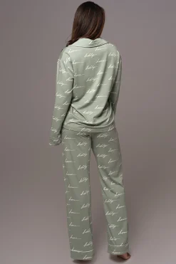JLUXLABEL Sage Home For The Holidays Adult Pajama Set
