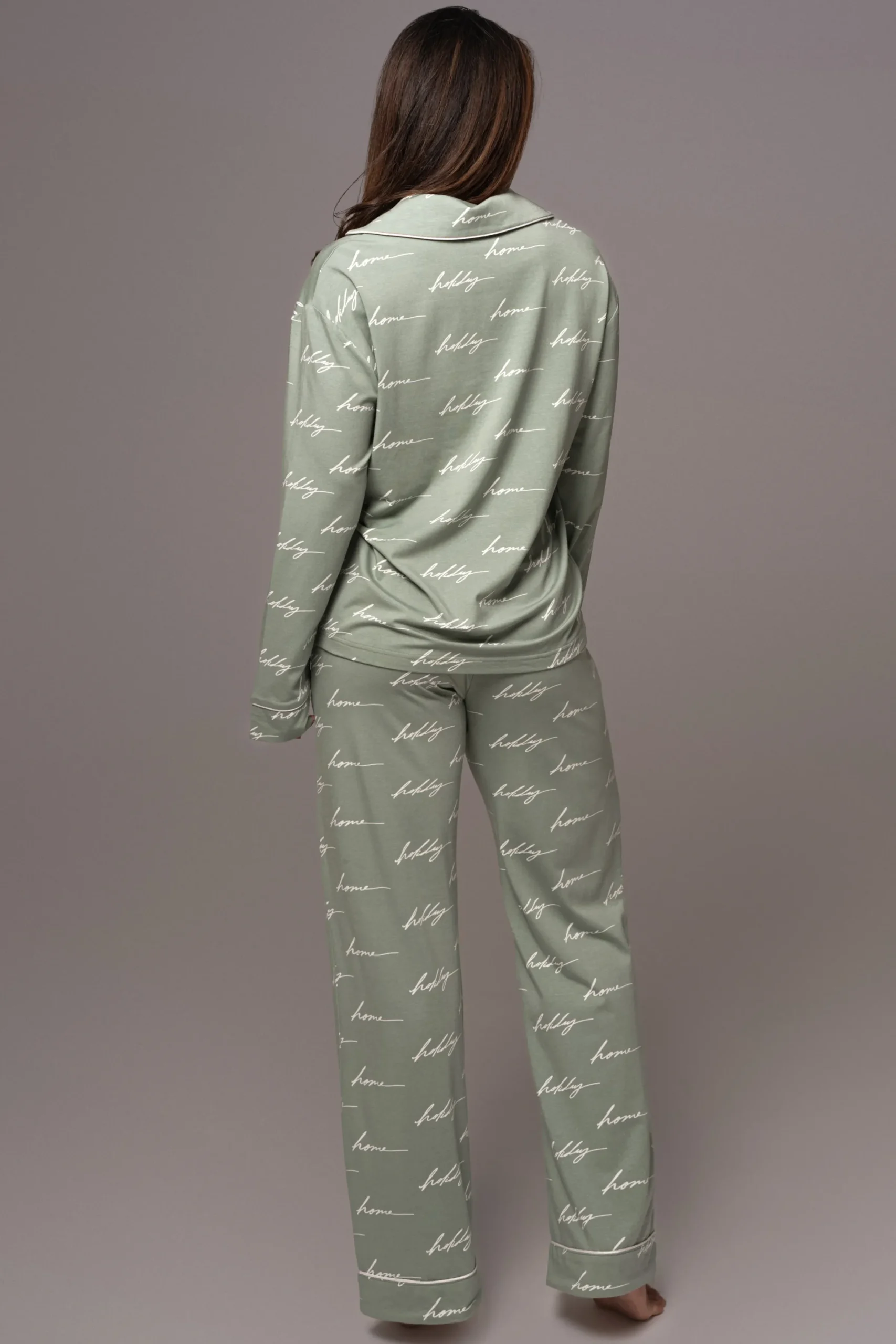 JLUXLABEL Sage Home For The Holidays Adult Pajama Set