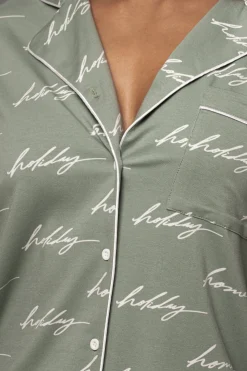 JLUXLABEL Sage Home For The Holidays Adult Pajama Set