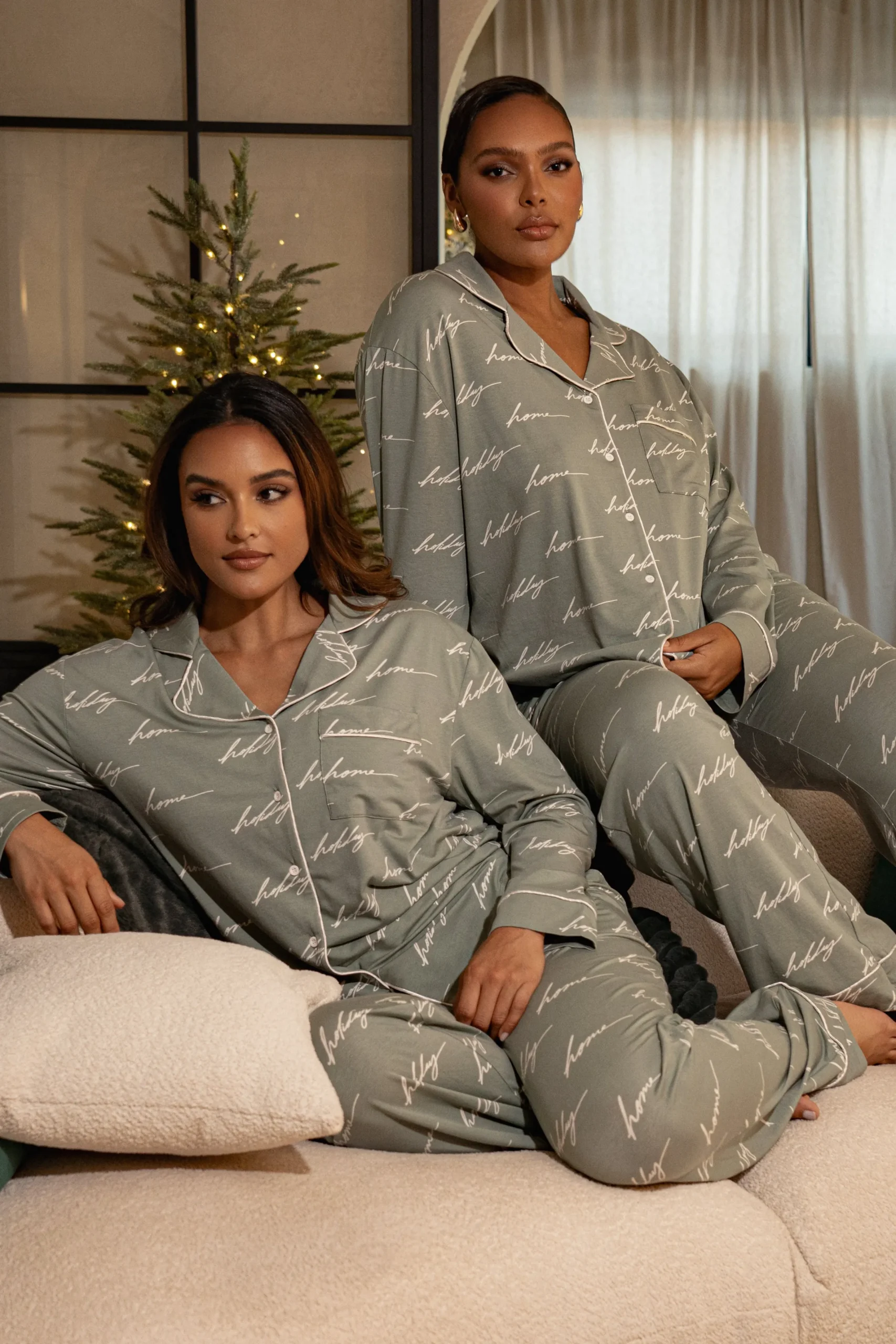 JLUXLABEL Sage Home For The Holidays Adult Pajama Set