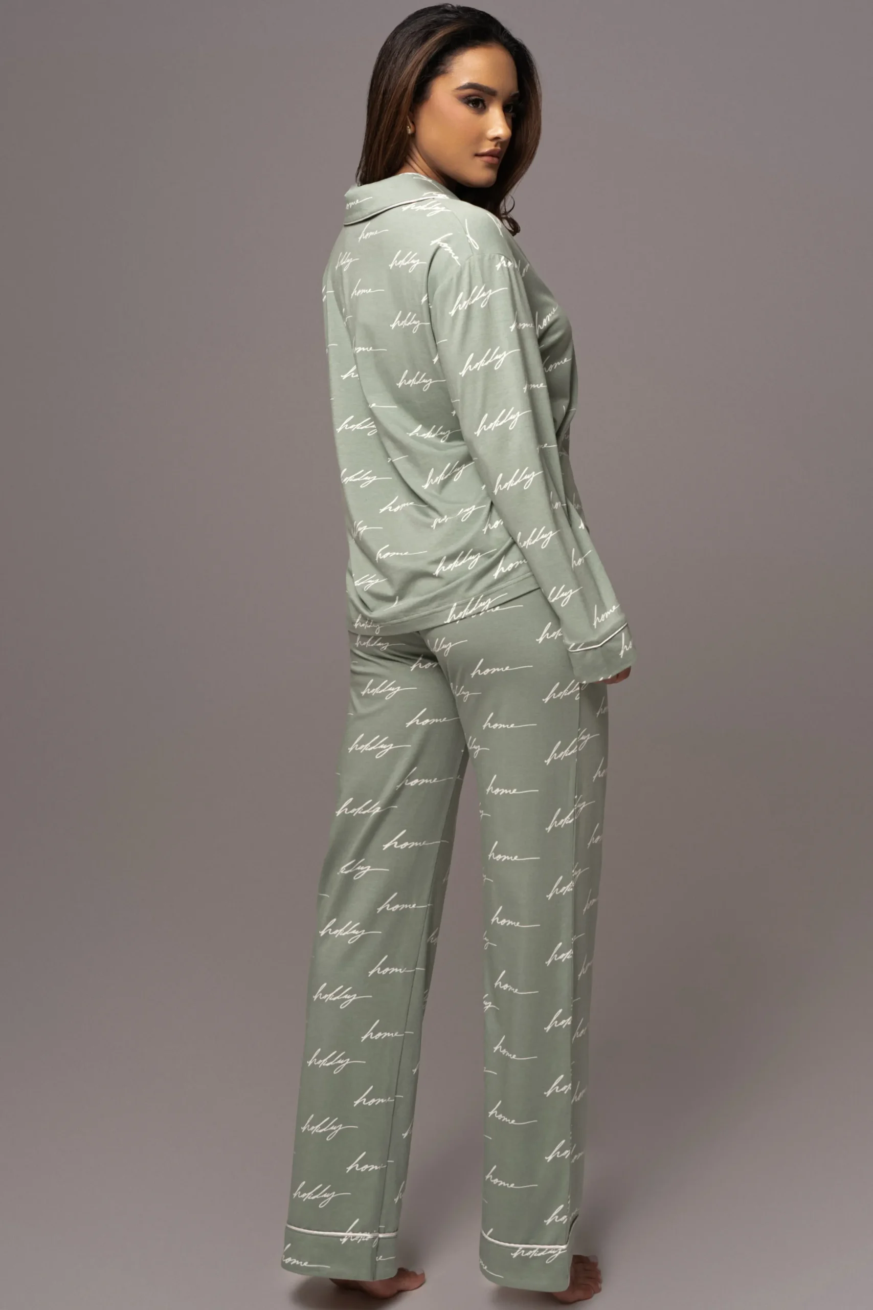 JLUXLABEL Sage Home For The Holidays Adult Pajama Set