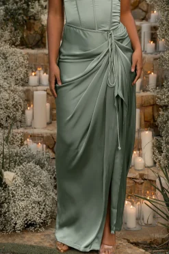 JLUXLABEL Sage Olea Satin Skirt