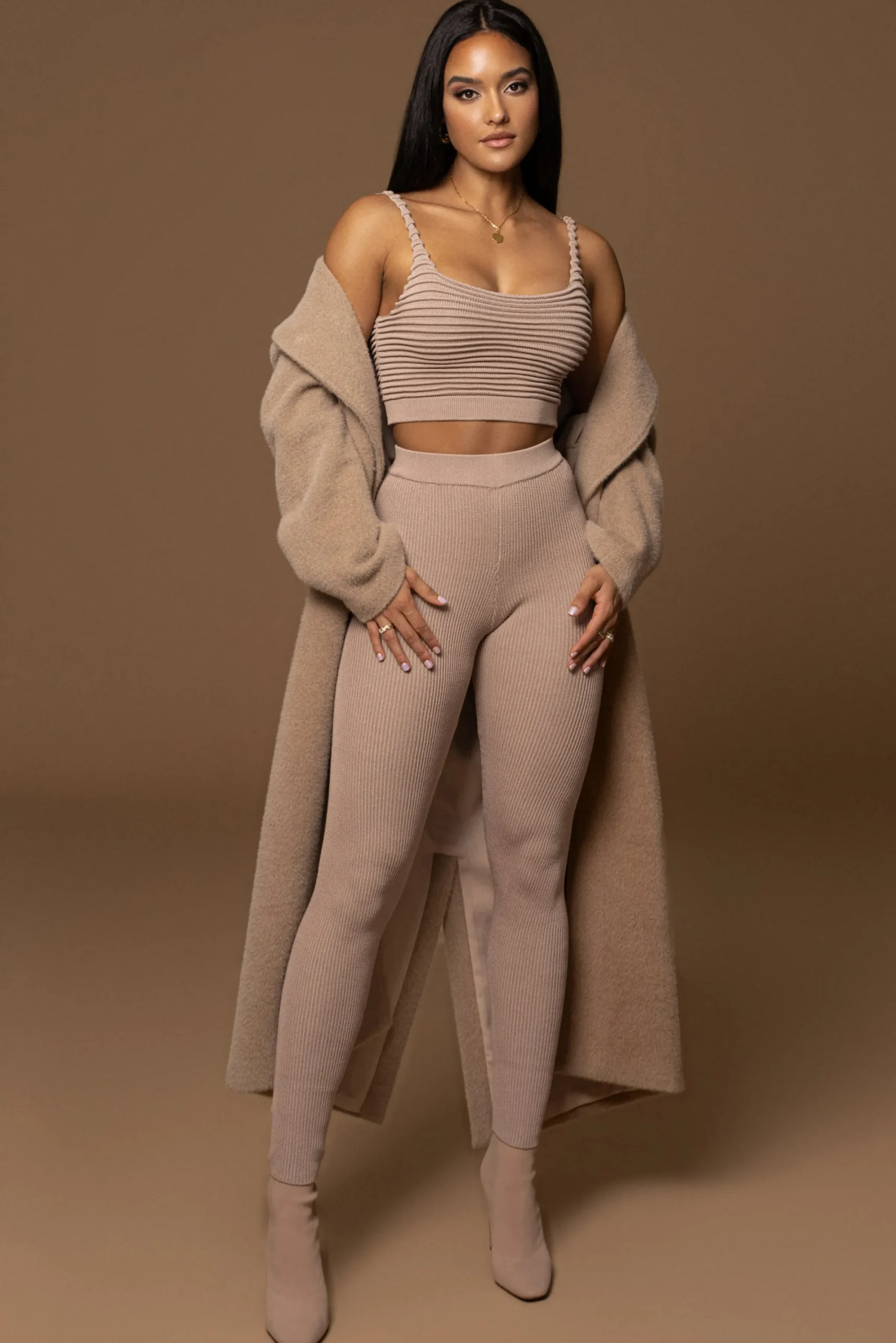JLUXLABEL Sand Chelsie Longline Coat