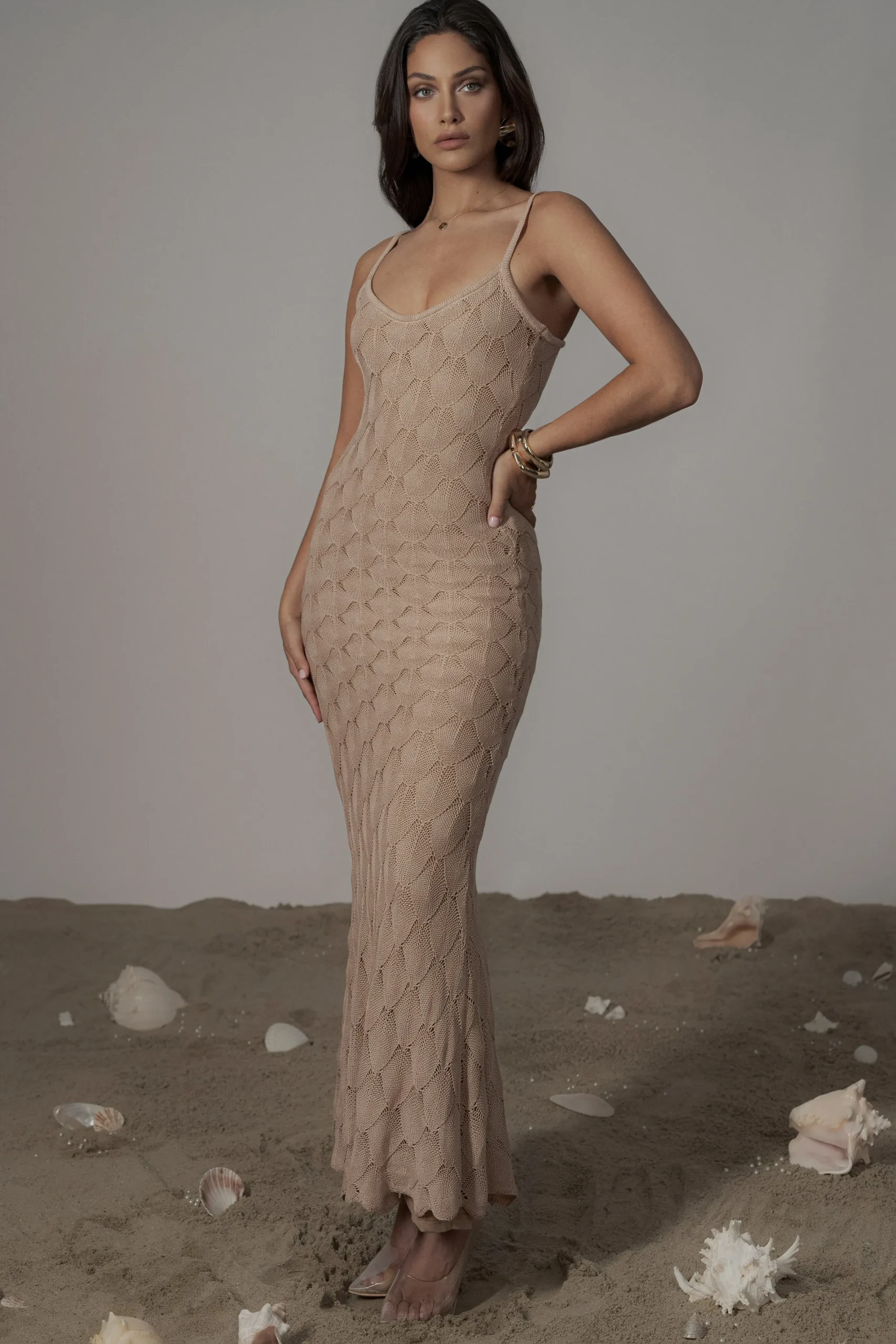 JLUXLABEL Sand Gabriela Knit Maxi Dress